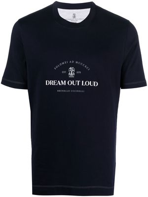Brunello Cucinelli logo-print short-sleeve T-shirt - Blue