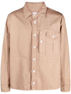Brunello Cucinelli long-sleeve buttoned shirt jacket - Brown