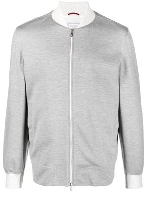 Brunello Cucinelli long-sleeve jersey bomber jacket - Grey
