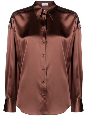 Brunello Cucinelli long-sleeve silk shirt - Brown