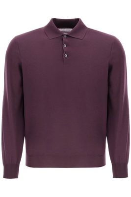 Brunello Cucinelli Long-sleeved Polo Shirt In Virgin Wool And Cashmere