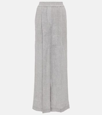 Brunello Cucinelli Low-rise linen-blend wide-leg sweatpants