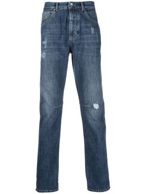 Brunello Cucinelli low-rise slim-fit ripped jeans - Blue