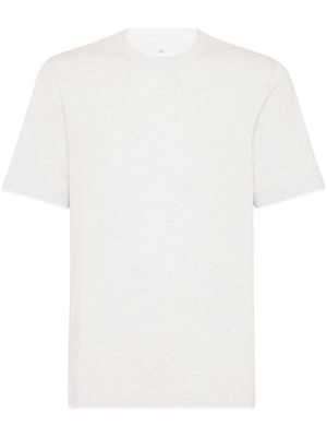 Brunello Cucinelli mélange-effect cotton T-shirt - White