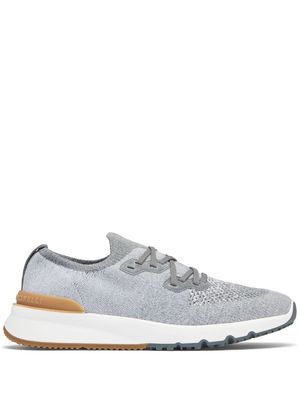 Brunello Cucinelli mélange-effect knitted sneakers - Grey