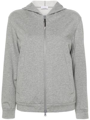Brunello Cucinelli mélange-effect zipped-up hoodie - Grey