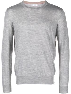 Brunello Cucinelli mélange-knit crew-neck jumper - Grey