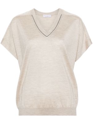 Brunello Cucinelli mélange V-neck top - Neutrals