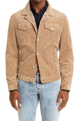 Brunello Cucinelli Men's Cotton Blend Corduroy Trucker Jacket in C2798-Light Brown
