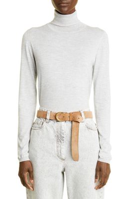 Brunello Cucinelli Metallic Cashmere Blend Turtleneck Sweater in C072 Pearl Grey