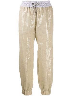 Brunello Cucinelli metallic cropped track pants - Neutrals