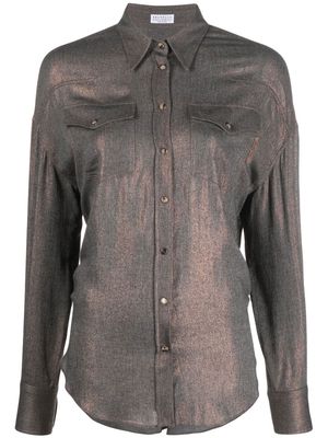 Brunello Cucinelli metallic-effect long-sleeve shirt - Grey