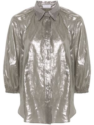 Brunello Cucinelli metallic-effect shirt - Green