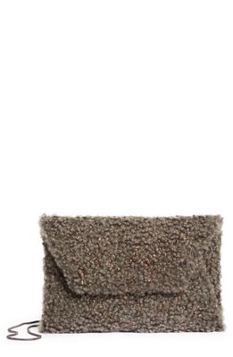 Brunello Cucinelli Metallic Genuine Shearling Envelope Shoulder Bag in C8774 Dark Brown