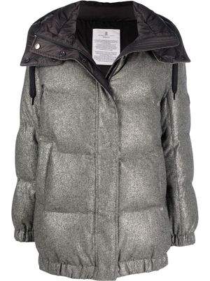 Brunello Cucinelli metallic hooded puffer jacket - Grey