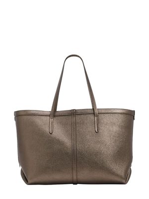 Brunello Cucinelli metallic leather tote bag - Brown