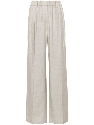 Brunello Cucinelli metallic-threading palazzo pants - Grey