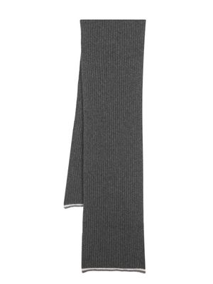 Brunello Cucinelli metallic-threading ribbed-cashmere scarf - Grey