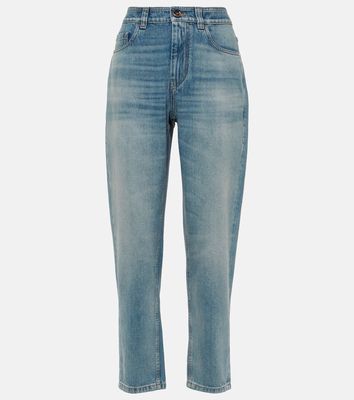 Brunello Cucinelli Mid-rise faded tapered jeans
