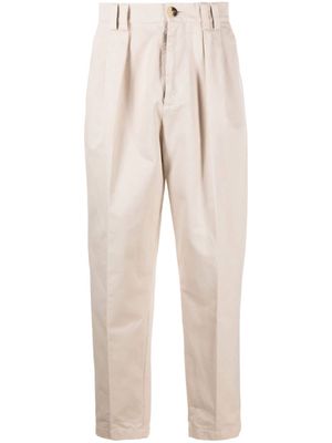Brunello Cucinelli mid-rise tapered cotton trousers - Neutrals
