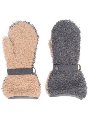 Brunello Cucinelli mitten faux-shearling gloves - Grey