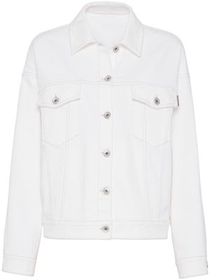 Brunello Cucinelli Monili bead-embellished denim jacket - White