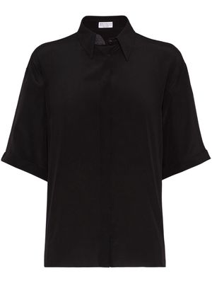 Brunello Cucinelli Monili bead-mbellished silk shirt - Black