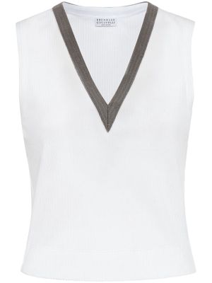 Brunello Cucinelli Monili-chain cotton tank top - White