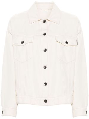 Brunello Cucinelli Monili-chain denim jacket - Neutrals