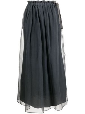 Brunello Cucinelli Monili chain-embellished tulle skirt - Black