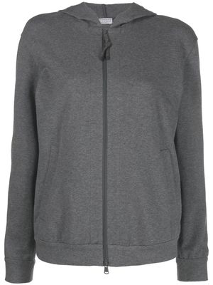Brunello Cucinelli Monili-chain embellished zip-up hoodie - Grey
