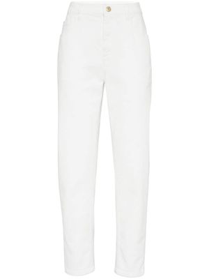 Brunello Cucinelli Monili-chain high-rise tapered jeans - White