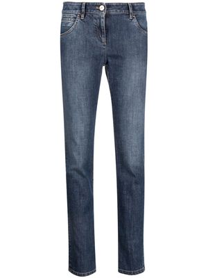 Brunello Cucinelli Monili chain-patch straight-leg jeans - Blue