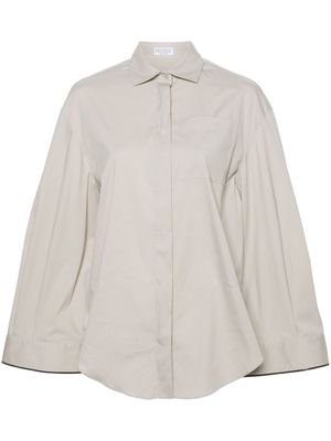 Brunello Cucinelli Monili-chain poplin shirt - Neutrals