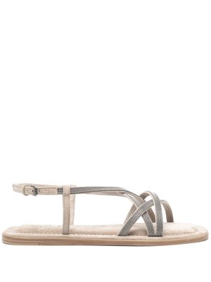 Brunello Cucinelli Monili-chain suede sandals - Grey