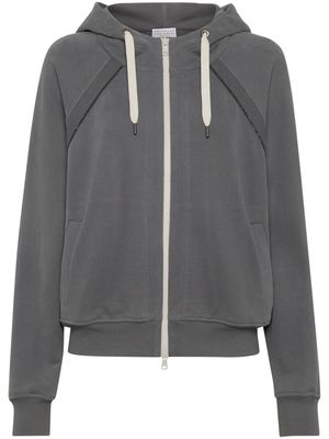 Brunello Cucinelli Monili cotton zip-up hoodie - Grey