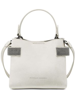 Brunello Cucinelli Monili-detail leather tote bag - White