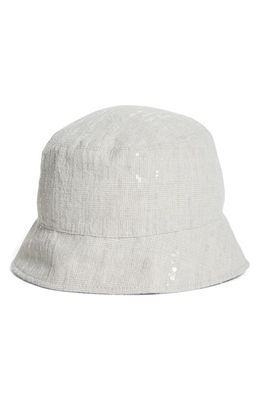 Brunello Cucinelli Monili Detail Sequin Bucket Hat in C001 Panama