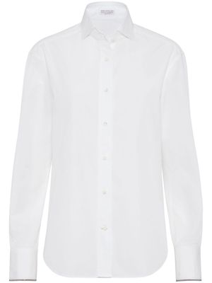 Brunello Cucinelli Monili-trim cotton shirt - White