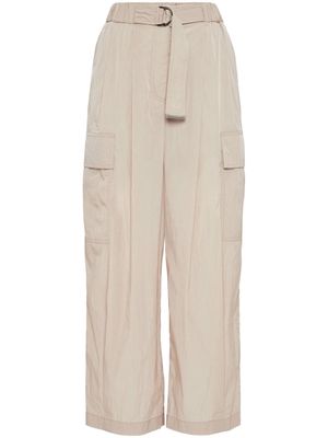 Brunello Cucinelli Monili-trim high-waisted trousers - Neutrals