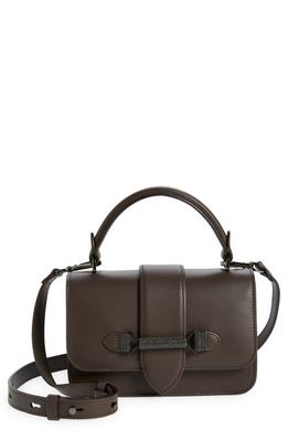 Brunello Cucinelli Monili Trim Leather Top Handle Bag in Brown