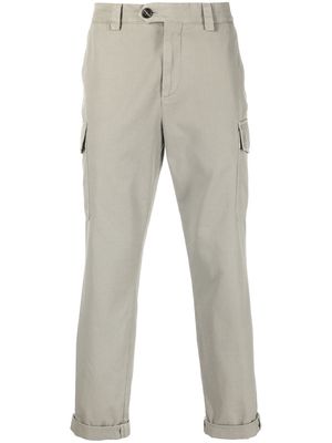 Brunello Cucinelli multi-pocket cotton straight-leg trousers - Green