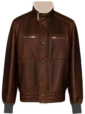 BRUNELLO CUCINELLI Nappa-Effect shearling bomber jacket - Brown