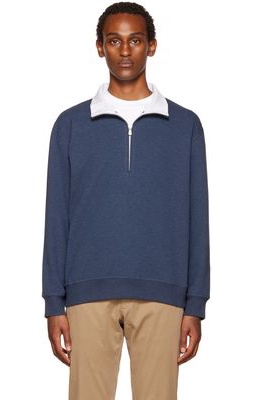 Brunello Cucinelli Navy Half-Zip Sweatshirt