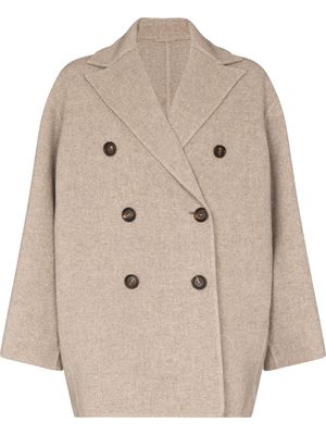 Brunello Cucinelli notched-lapel double-breasted coat - Neutrals