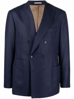 Brunello Cucinelli notched-lapel single-breasted blazer - Blue