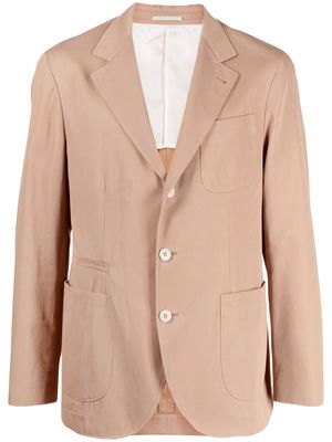 Brunello Cucinelli notched-lapels cotton blazer - C8511 TOBACCO