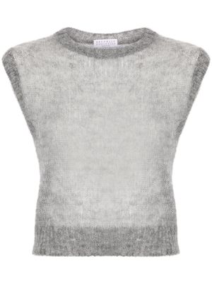 Brunello Cucinelli open-knit cropped vest - Grey