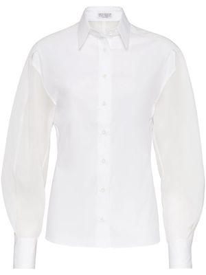 Brunello Cucinelli organza-panels buttoned shirt - White