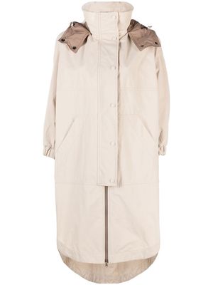 Brunello Cucinelli oversize hooded coat - BEIGE